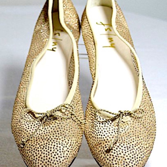 Champagne Metallic Glitter Dance Ballerina Flats - Picture 4 of 6